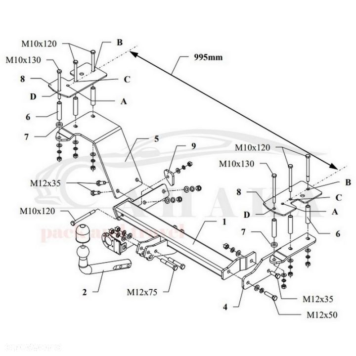 Hak Holowniczy Odkręcany Do Daewoo Tacuma, Rezzo Od 2001 - 3