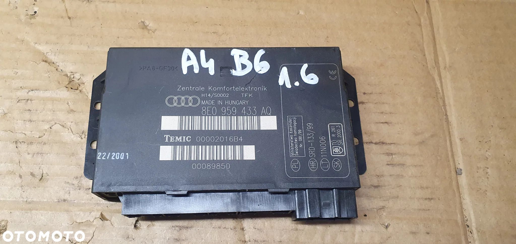Moduł sterownik komfortu Audi A4 B6 8E0959433AQ - 1