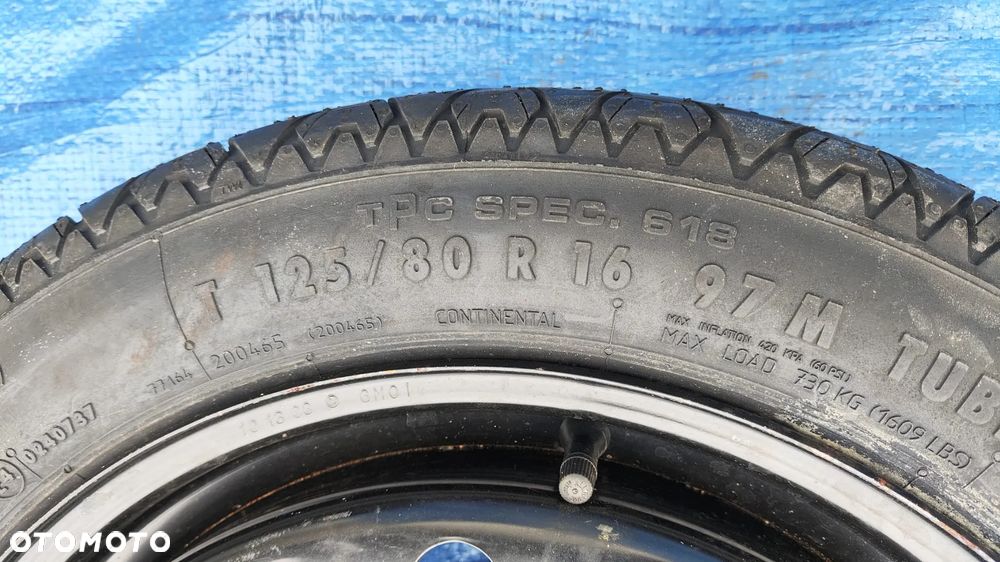 KOŁO DOJAZDOWE T125/80R16 125 80 16 ZESTAW NAPRAWCZY LEWAREK KLUCZ DO KÓŁ HAK UCHO HOLOWNICZE KOMPLET JAK NOWY ORYGINAŁ OPEL INSIGNIA A - 5