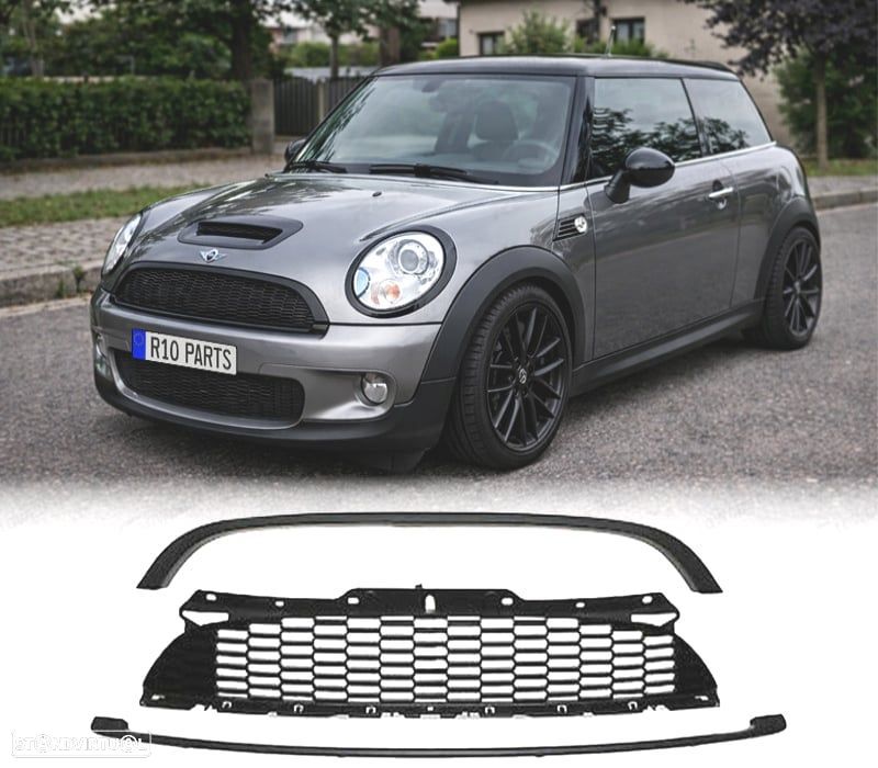 GRELHA FRONTAL MINI COOPER R56-57-55 LOOK JCW 10-14 PRETO BRILHANTE - 1