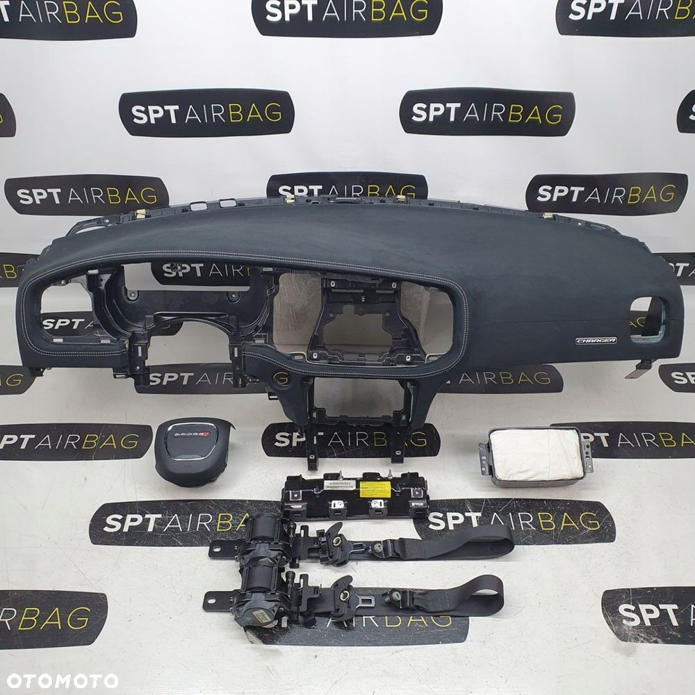 DODGE CHARGER ALAKANTARA NITKA DESKA ROZDZIELCZA KONSOLA KOKPIT PULPIT PODUSZKI AIRBAG AIR BAG PASY KIT SET - 1