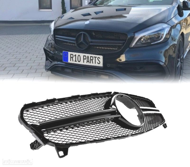 GRELHA FRONTAL MERCEDES CLASE A W176 15-18 LOOK AMG A45 PRETO BRILHANTE - 1