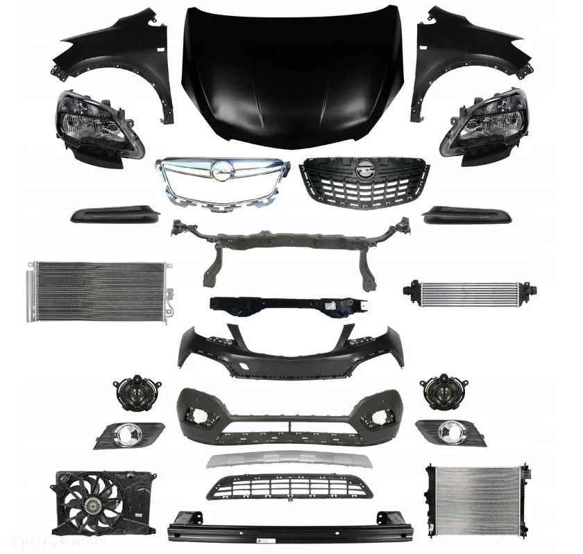 OPEL MOKKA - KOMPLETNY PRZÓD: MASKA, BŁOTNIKI, ZDERZAK, PAS PRZEDNI, CHŁODNICE - NOWE !! - 1