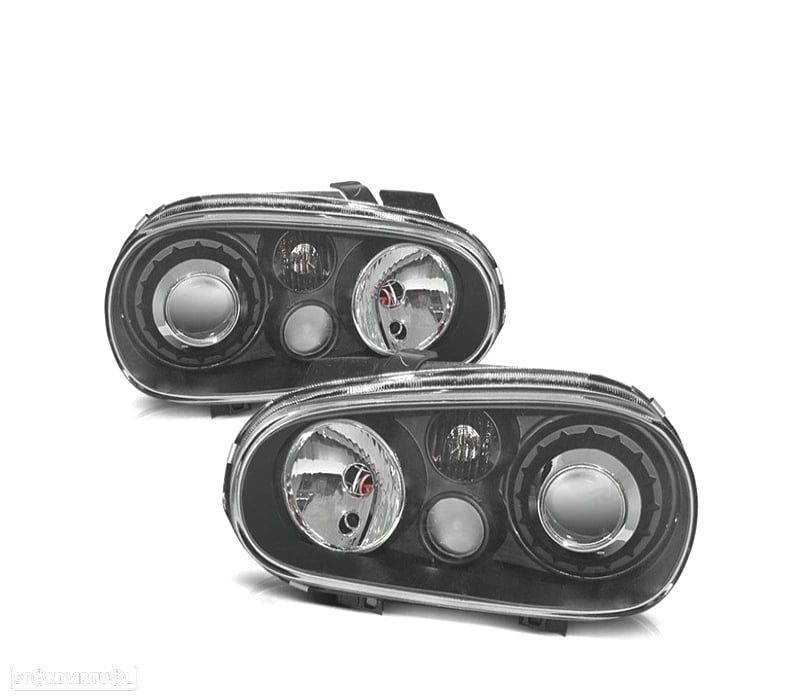 FARÓIS VOLKSWAGEN VW GOLF 4 LOOK R32 FUNDO NEGRO - 1