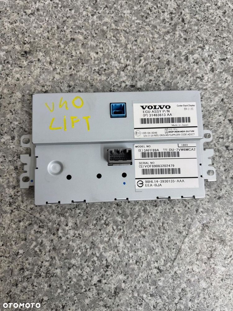 ekran monitor wyświetlacz nawigacji volvo v40 ii 2012-2018r 31483613 - 3