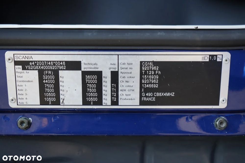 Scania G 490 / 8x4 / WYWROTKA TYLNOZSYPOWA /  HYDROKLAPA / PLANDEKA AUTOMATYCZNA / AUTOMAT / EURO 6 - 38