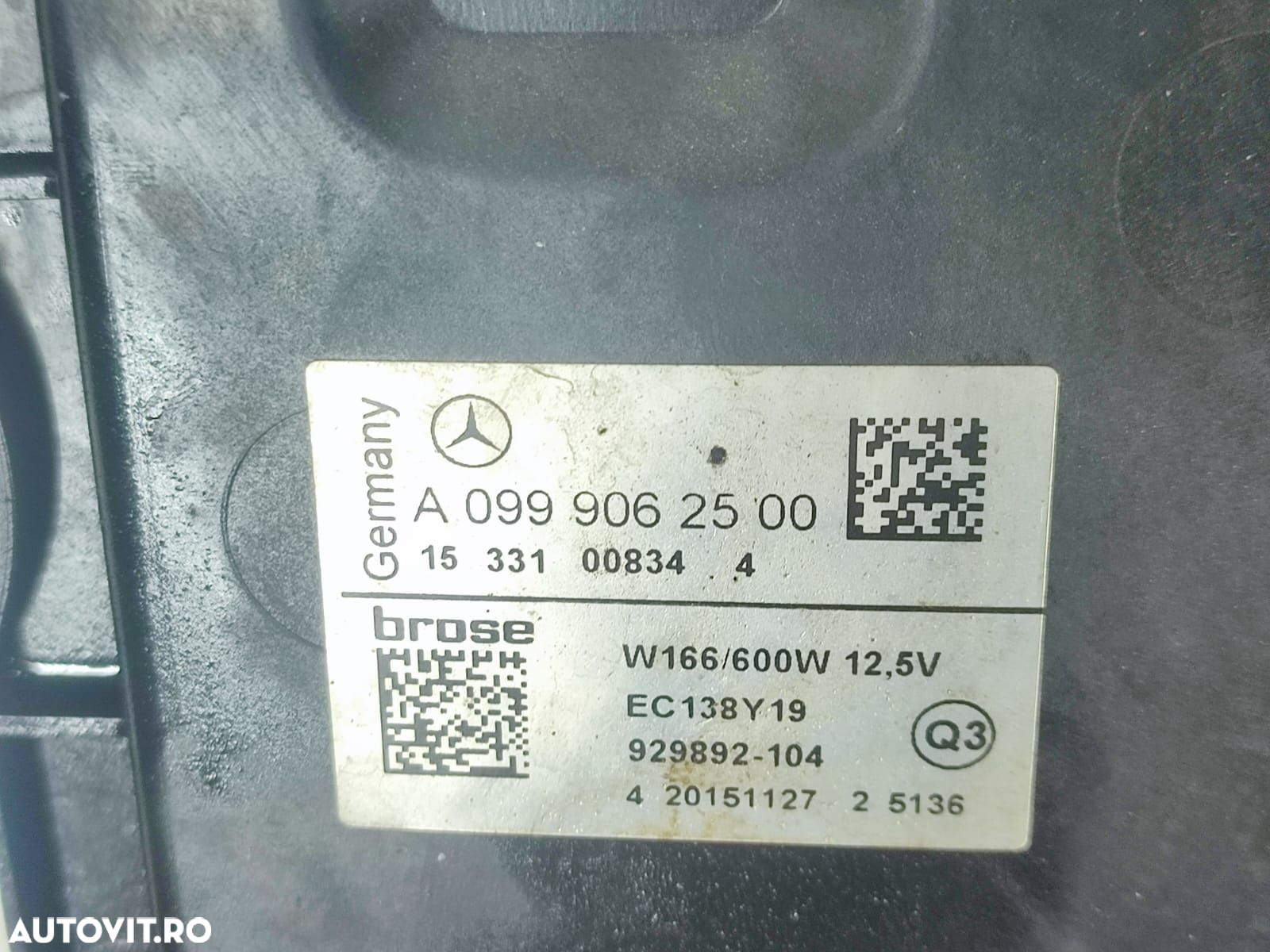 Electroventilator 2.2 cdi om651.960 A0999062500 Mercedes-Benz GLE 1 ( - 3