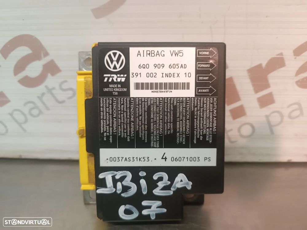 CENTRALINA DO AIRBAG SEAT IBIZA III 6L / VOLKSWAGEN POLO 9N REF: 6Q0909605AD - 1