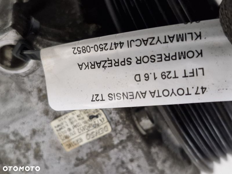 TOYOTA AVENSIS T27 LIFT T29 1.6 D KOMPRESOR SPRĘŻARKA KLIMATYZACJI 447250-0852 - 8