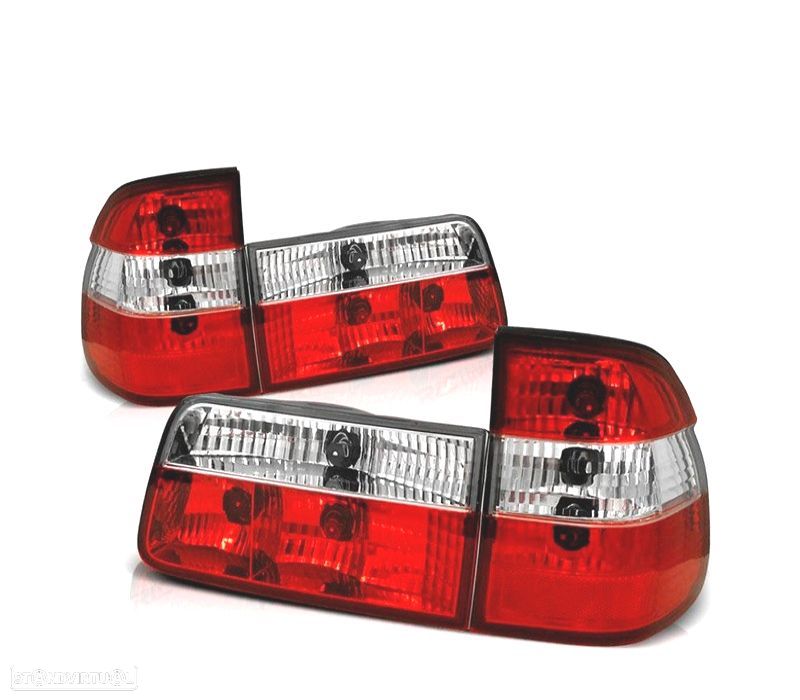 FAROLINS TRASEIROS BMW E39 TOURING 95-00 VERMELHO BRANCO - 1