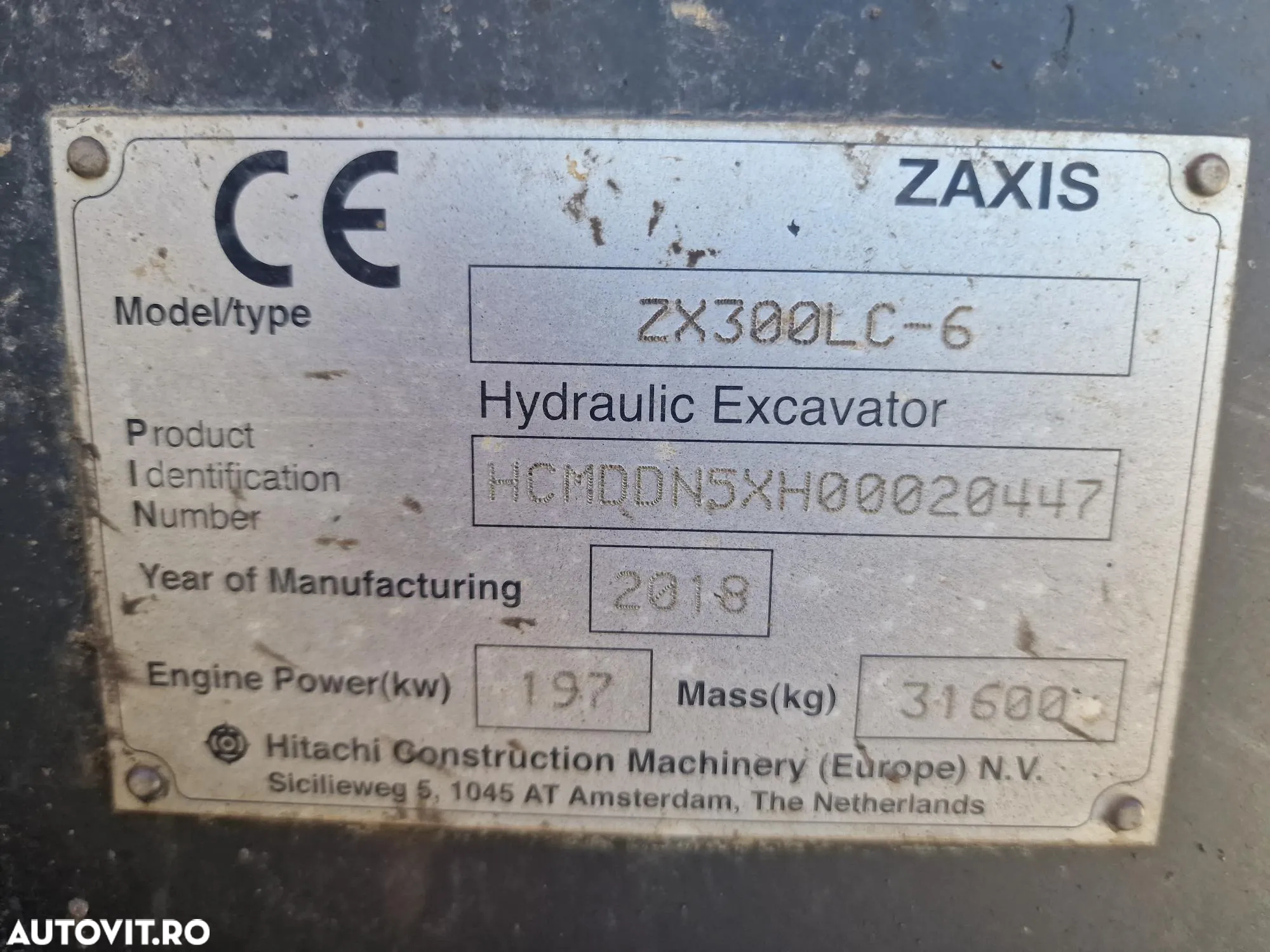 Hitachi ZX300, 32t, Cupa NOUA 1,8mc, 2018, 8.786h, Gresare automata, Inst picon, 3 pompe hidr HITACHI, Camera spate, Camere laterale, consum mediu 15l/h, Stare foarte buna, posibilitate leasing 3 ani-PROMOTIE 87.900 EUR+tva - 21
