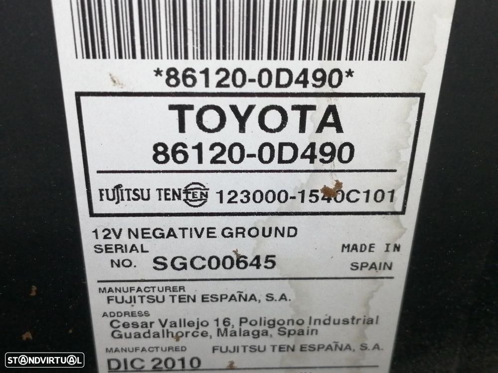 SISTEMA AUDIO / RADIO CD TOYOTA YARIS 2011 - 1