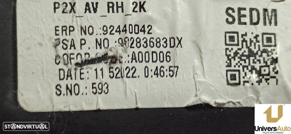 AERADOR FRENTE DIREITO PEUGEOT 208 - 2