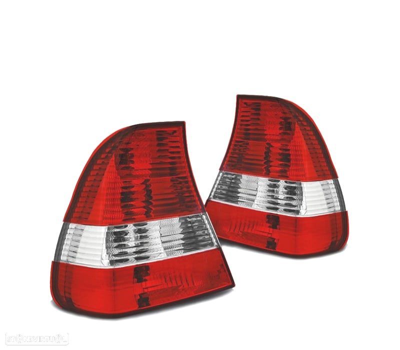 FAROLINS TRASEIROS BMW E46 COMPACT VERMELHO BRANCO - 1