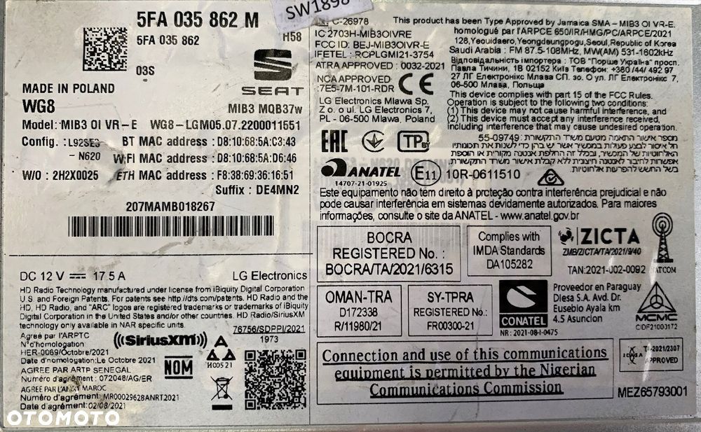 A312 CZYTNIK MULTIMEDIA NAWIGACJA MIB3 SEAT LEON IV 5FA035862M - 8