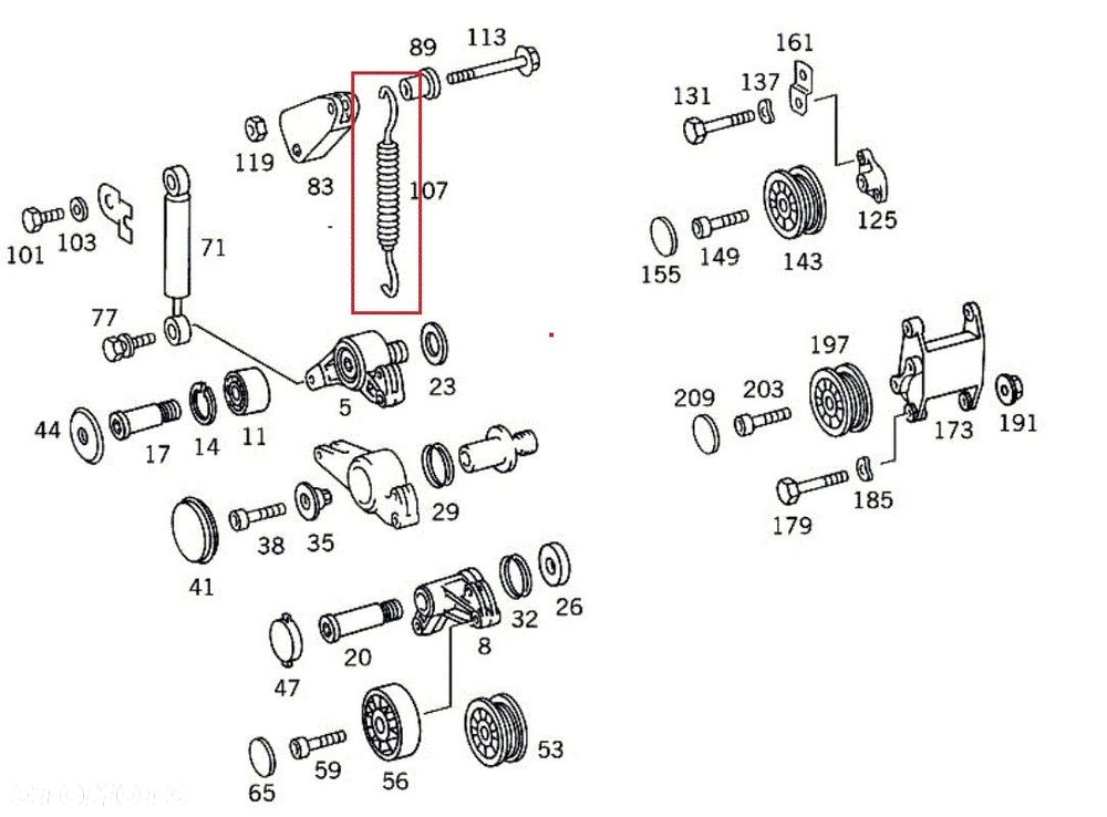 MERCEDES WIELE MODELI Sprezyna dzwigni napinacza ORYGINAL - 2