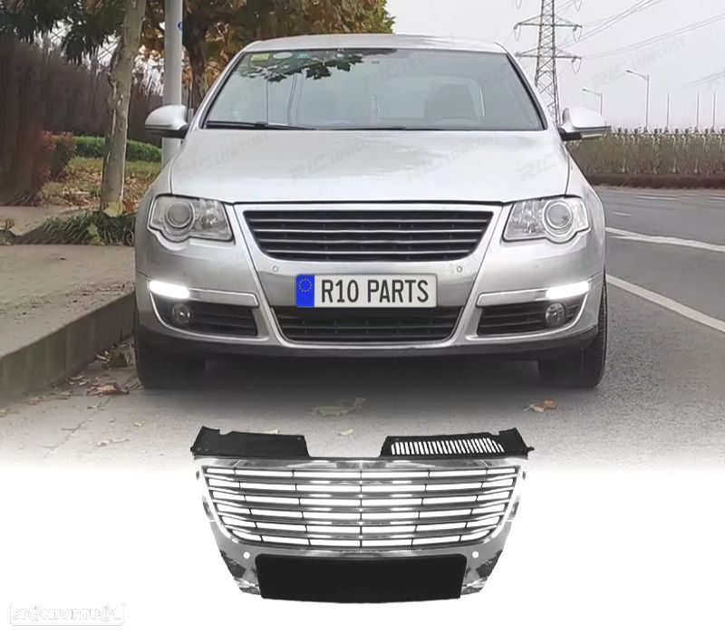 GRELHA FRONTAL VOLKSWAGEN VW PASSAT PDC 05-10 CROMADA - 1