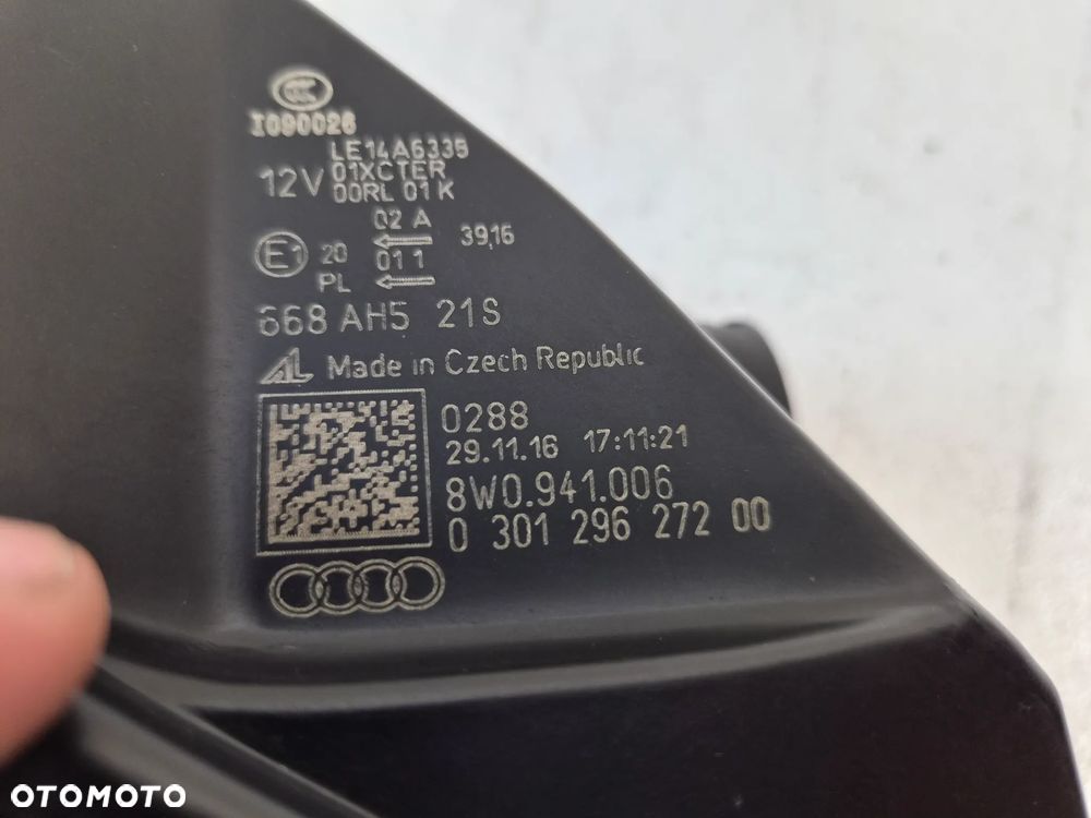 Lampa , Reflektor Audi A4 S4 B9 8W 8W0941006 - 5
