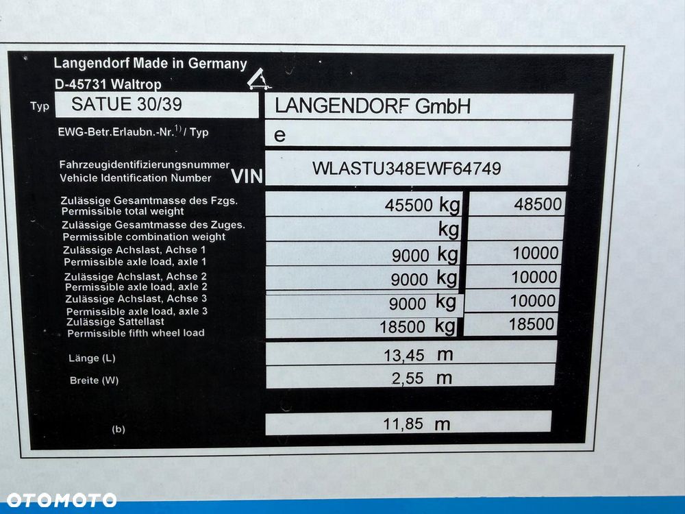 Langendorf SATUE 30/39* muldy * 3-osie * 2014 * niskopodwoziowa * - 7