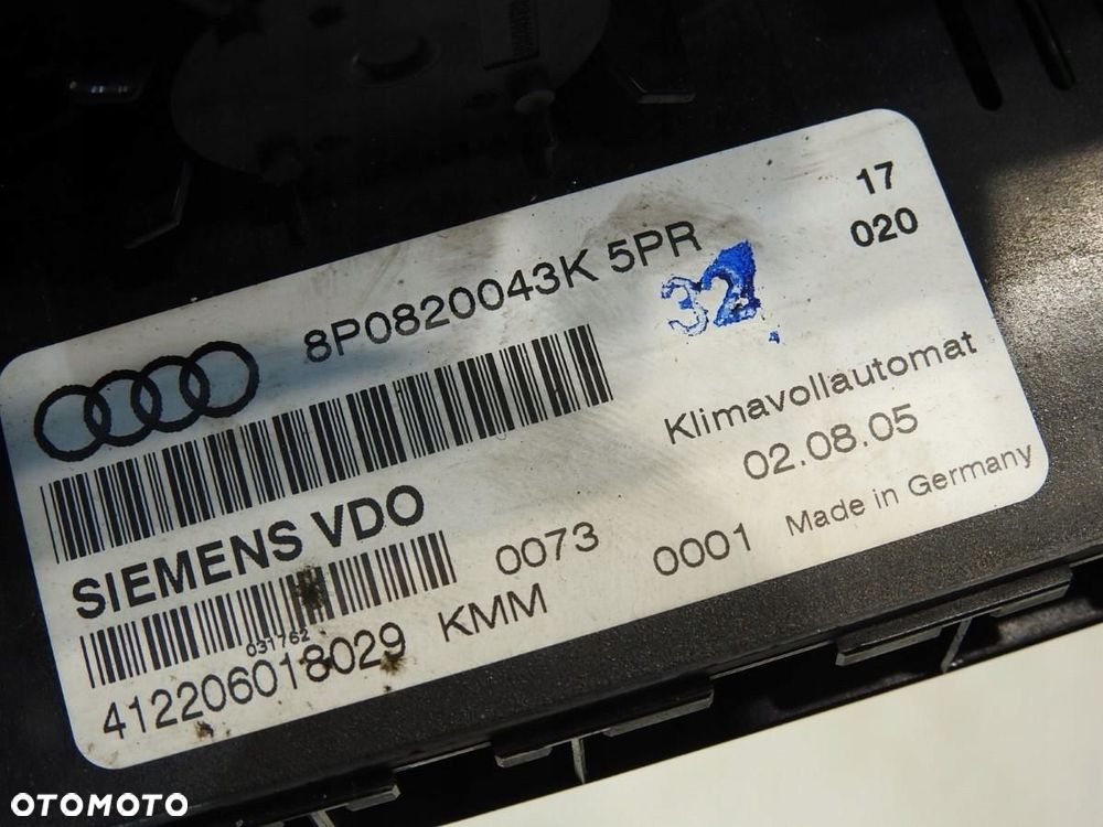 PANEL KLIMATYZACJI AUDI A3 8P 8P0820043K - 5