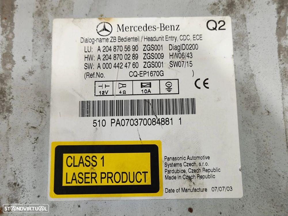 Autorádio original Mercedes W204 - 8