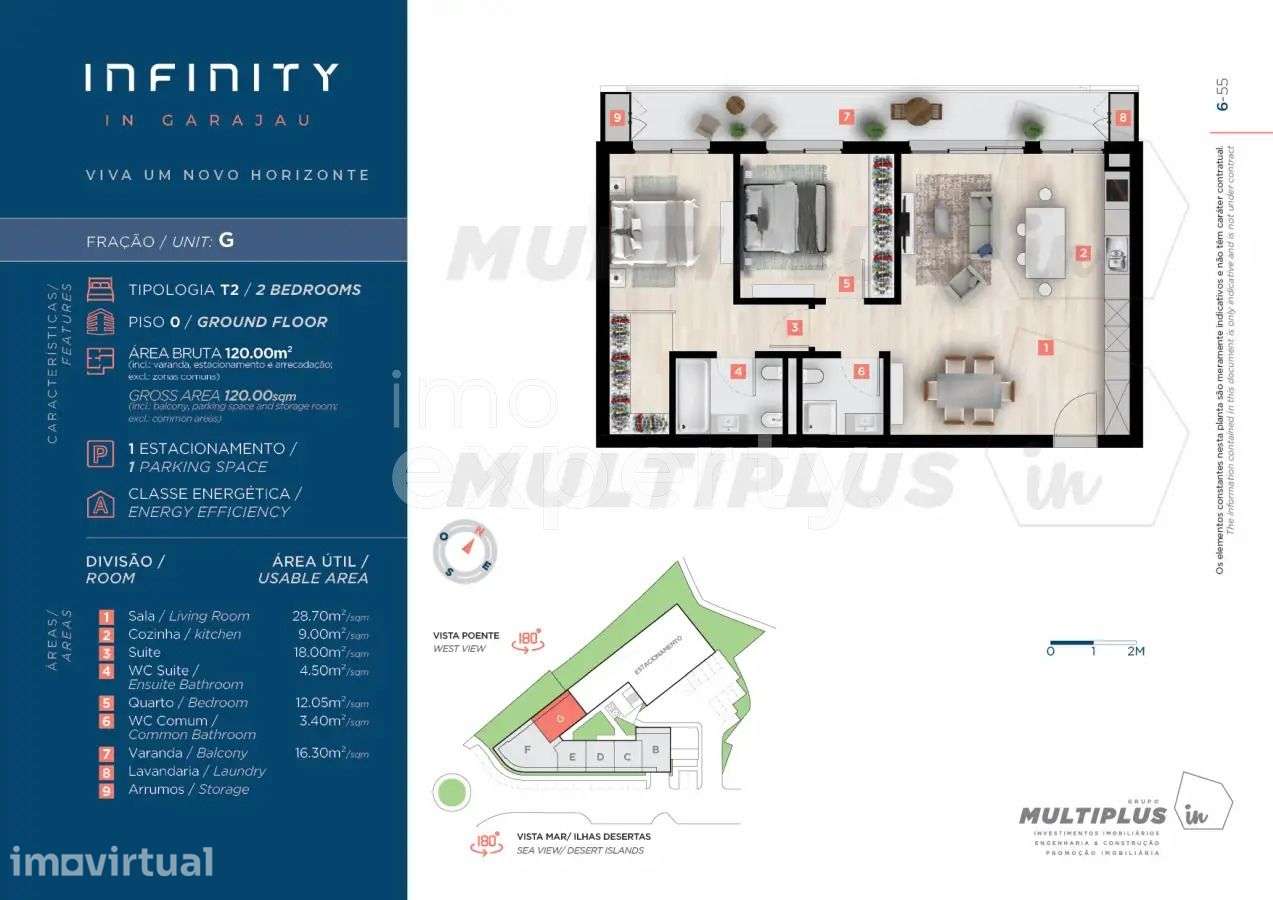 Apartamento T2 G no Piso 1 no Infinity Garajau - Grande imagem: 2/13