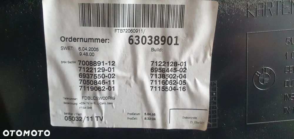 Boczek tapicerka prawy przód przednia prawa BMW 6 E63 ANGLIK - 7