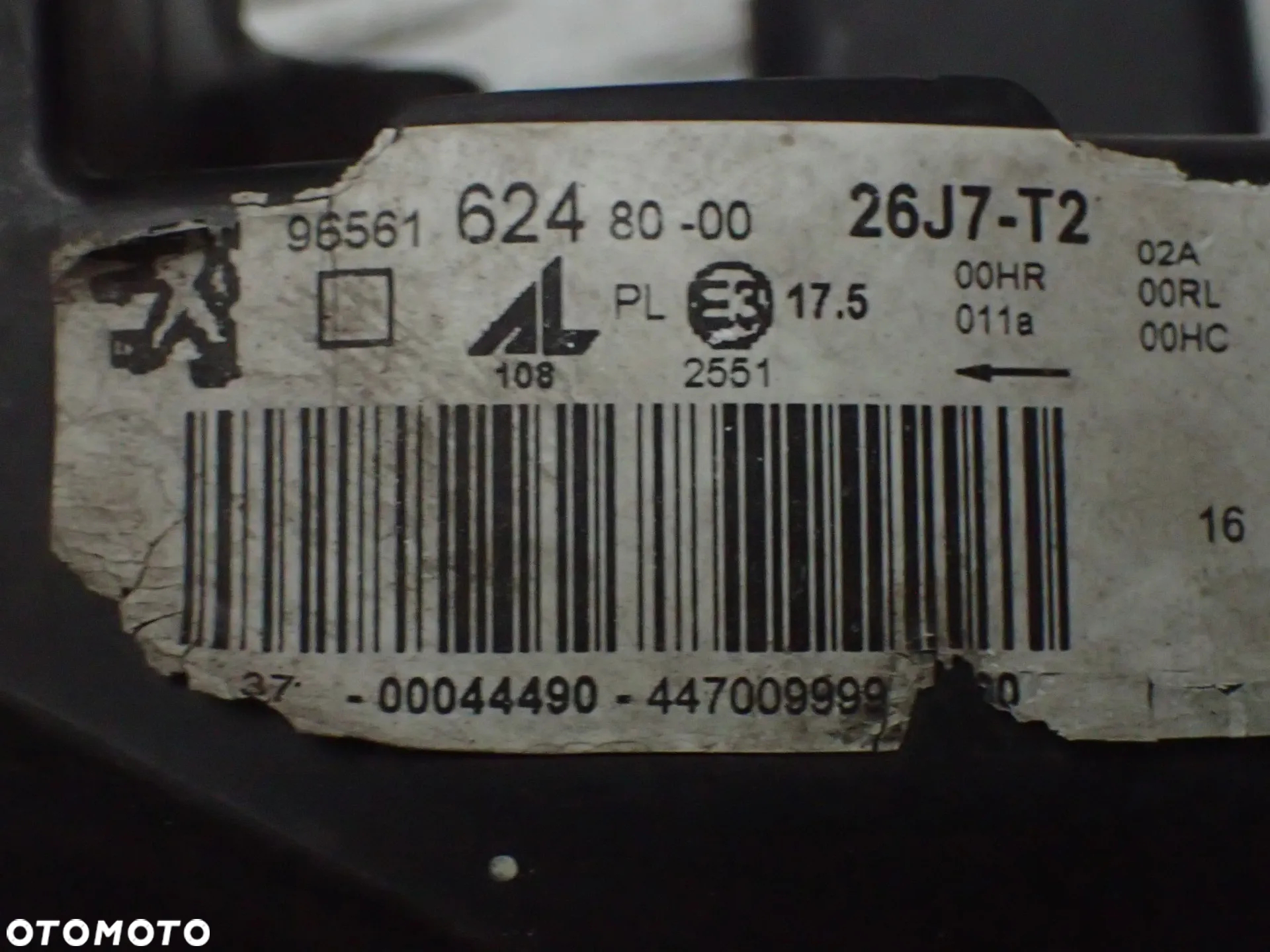 LAMPA PRAWY PRZÓD PEUGEOT 308 9656162480 - 3
