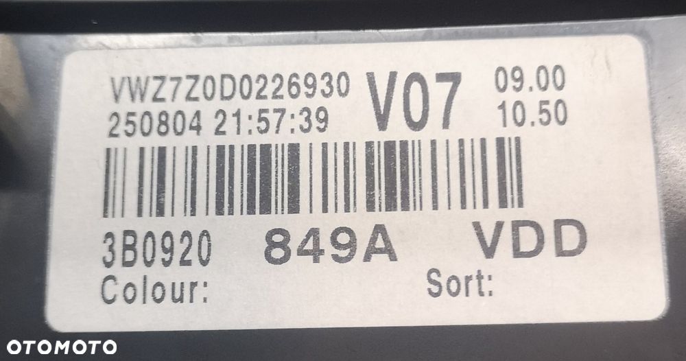 VOLKSWAGEN PASSAT B5 00-05 LICZNIK ZEGARY LIFT FL 1.9TDI 3B0920849A - 2
