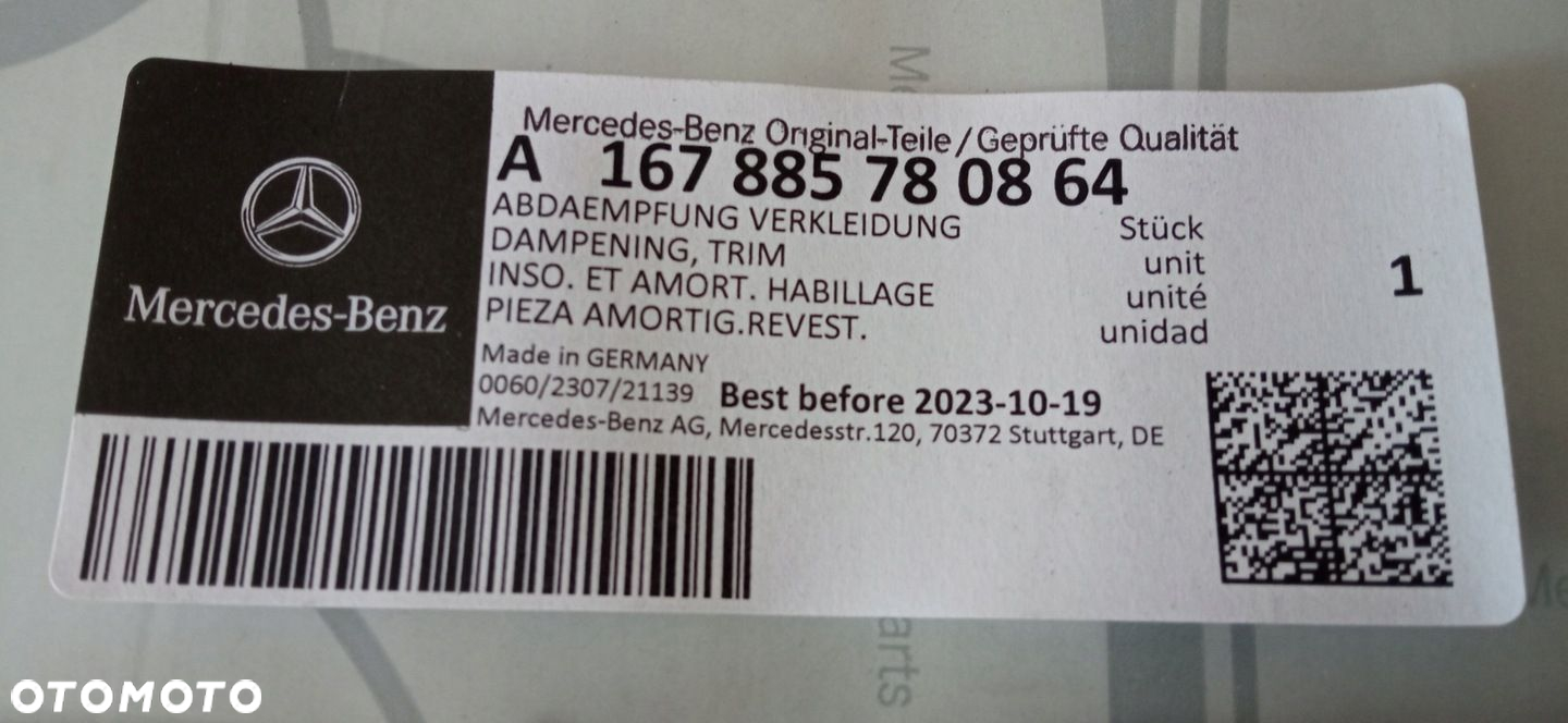 MERCEDES BENZ GLE A167 18- WYGŁUSZENIE PANEL ZDERZAKA TYLNEGO A167885780864 - 2