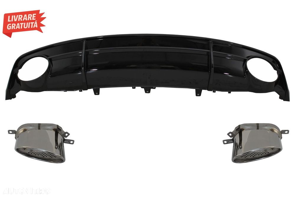 Difuzor Bara Spate Negru si Ornamente Evacuare Audi A7 4G Facelift (2015-2018) RS7- livrare gratuita - 2