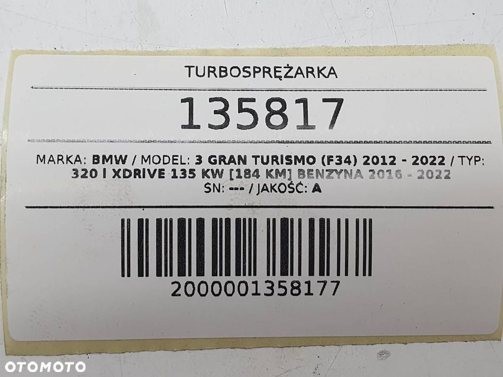 TURBOSPRĘŻARKA TURBINA N20 2.0 B 184 BMW 3 F34 GT 7634486 - 12