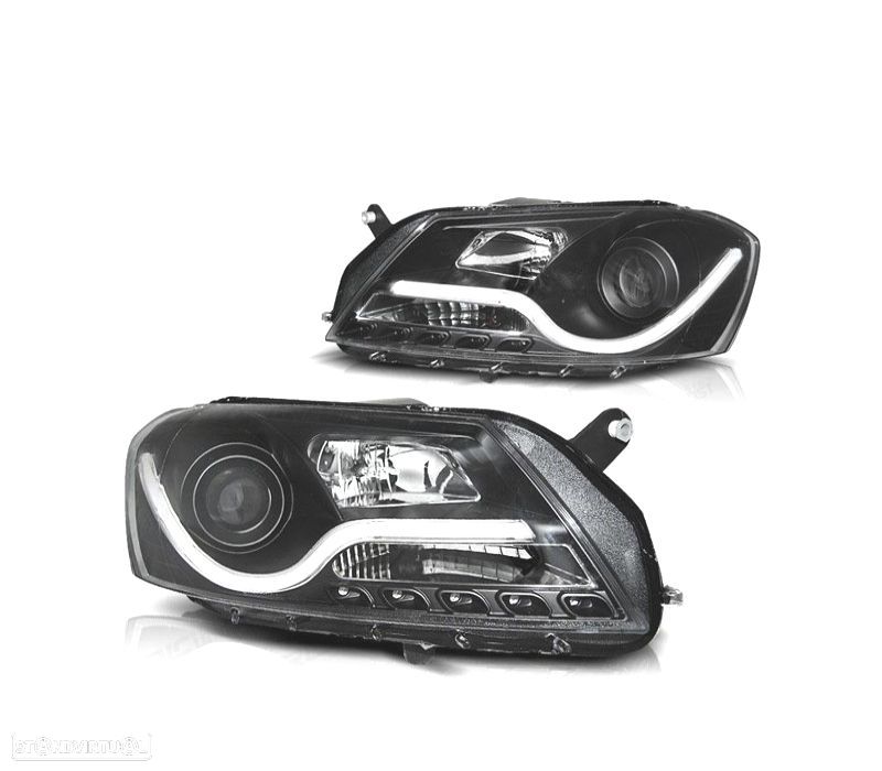 FAROIS FRONTAIS PARA VOLKSWAGEN VW PASSAT B7 10-14 TUBE LIGHT FUNDO PRETO - 1