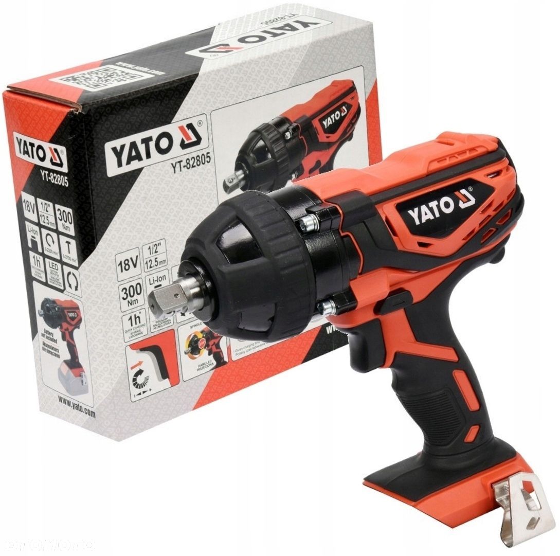 YATO KLUCZ UDAROWY DO KÓŁ 18V AKUMULATOROWY 1/2" 300Nm YT-82805 ZAKRĘTARKA - 1