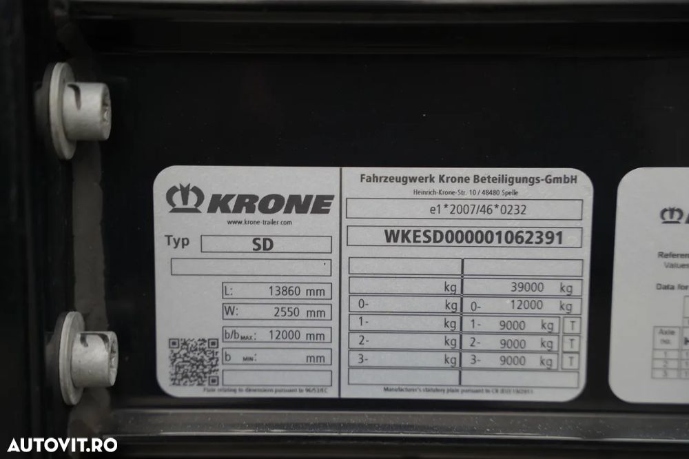 Krone CORTINĂ KRONE / STANDARD / ACOPERIȘ CULISANT / 2 AXE RIDICATIVE / COȘ PENTRU PALEȚI - 29