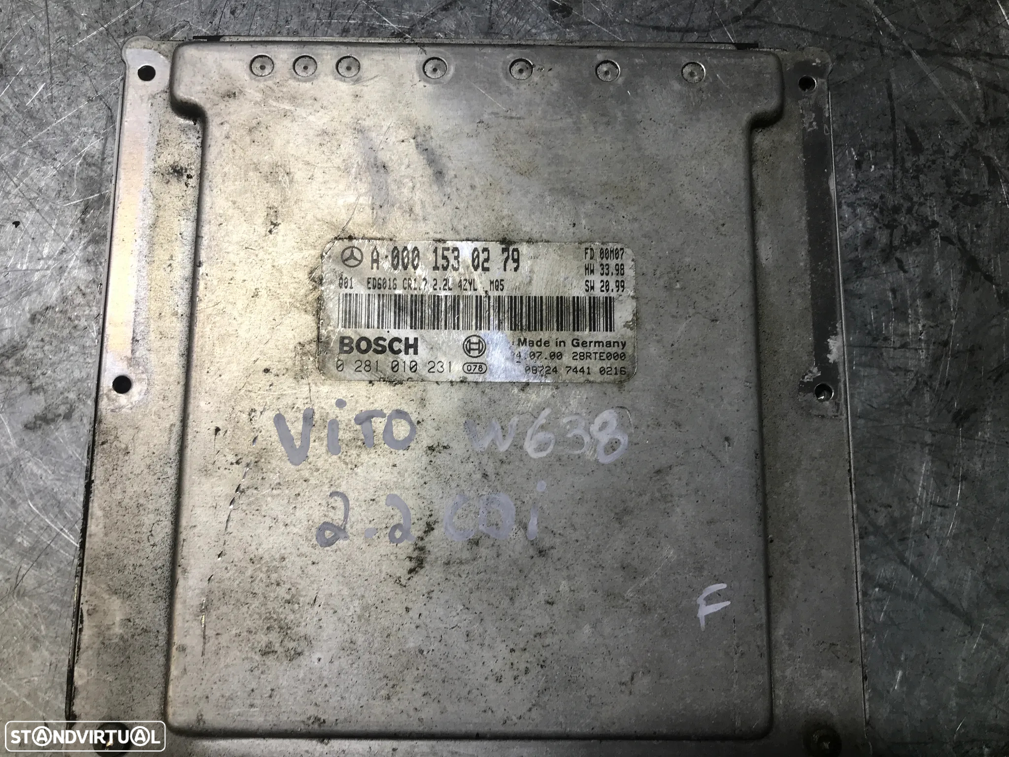 CENTRALINA DO MOTOR MERCEDES VITO W638 2.2CDI A0001530279 0281010231 CR1.7 - 2