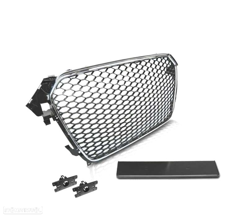 GRELHA FRONTAL AUDI A4 B8 11-15 CROMADA PRETO LOOK RS - 4