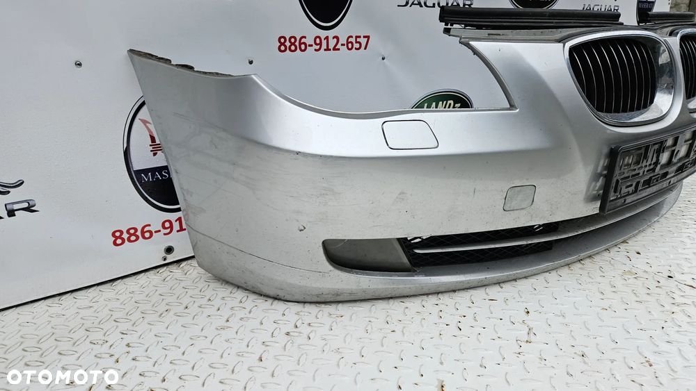 BMW 5 E60 LIFT 2007-2010 Kompletny zderzak przedni Zderzak przód pod XENON kolor srebrny Titansilber - 3