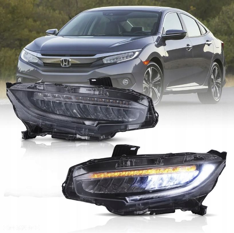 reflektory lampy kpl led diodowe europejskie dts honda civic x 10 2016-2021 - 3