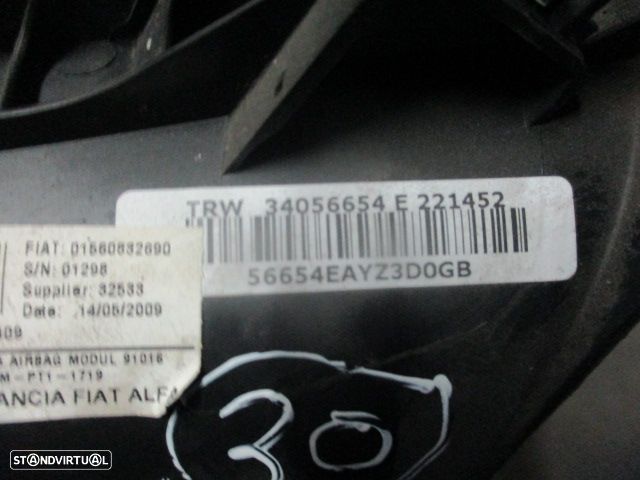Kit Airbags 615847500B 61554937B 50508413 53284388 34056654  01560832690  6091380490 1560891750  00505162320  34054468D ALFA ROMEO MITO FASE 1 2019 1.3JTD 90CV 3P PRETO PRETO  DANIFICADO - 19