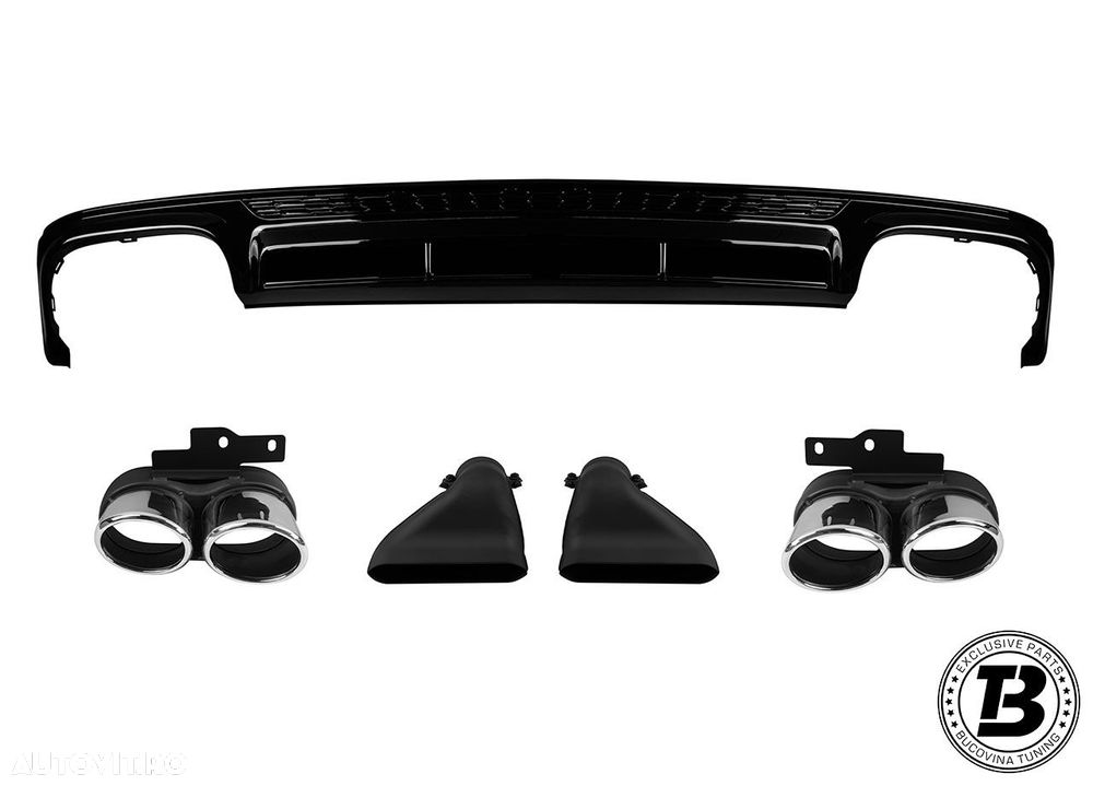 Difuzor Bara Spate cu Ornamente compatibil cu Audi A6 C8 S6 Design - 2