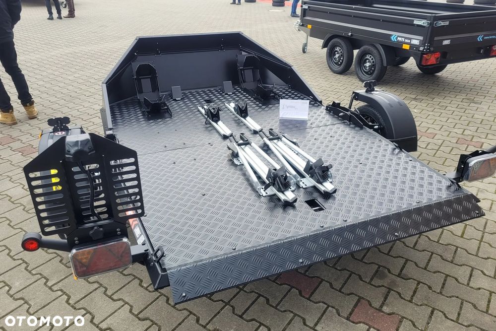 Lorries Przyczepa MT-2 BLACK EDITION na dwa MOTOCYKLE, QUADA światła LED czarna SKŁADANA - 11