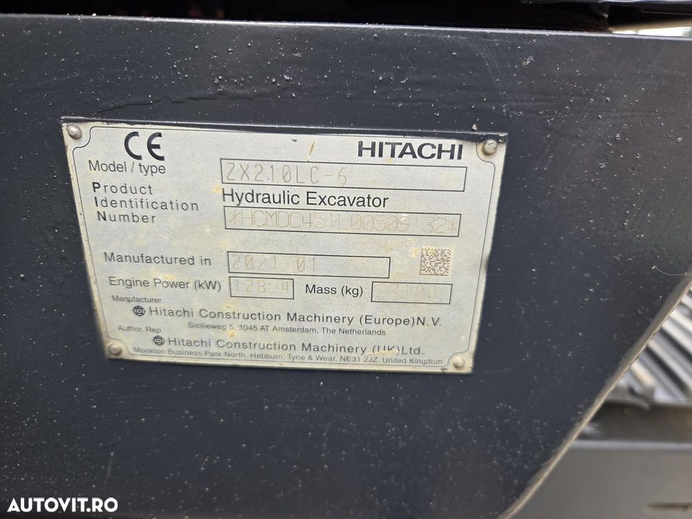 Hitachi ZX210-6, 2021, 2.993h, 23,1 tone, CUPLA RAPIDA+CUPA NOUA 1,3mc, Ad sapare 7m, inst picon, 3 camere, 3 pompe hidraulice, ridica 15t, motor Isuzu 172CP, posibilitate leasing 4 ani, CA NOU-PROMOTIE 104.900 EUR+Tva - 14