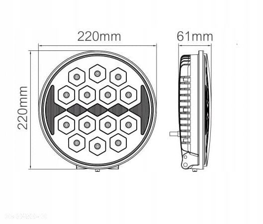HALOGEN DALEKOSIĘŻNY DUŻY FI220 BATMAN LED 12/24V - 7