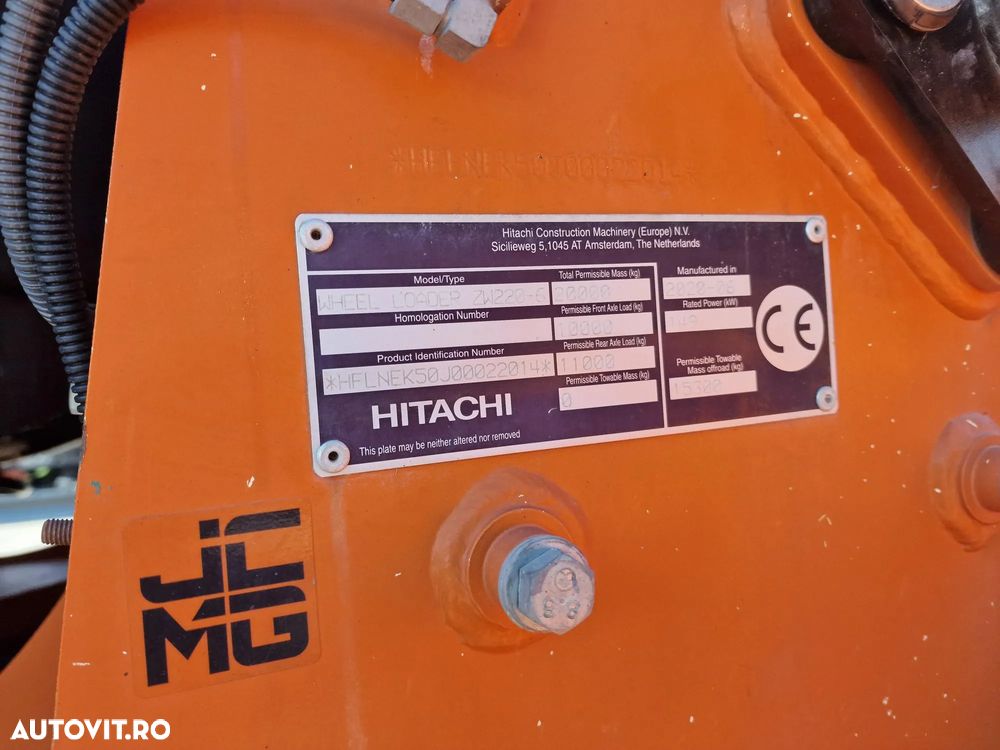 Hitachi ZW220, 2.140h, 8.833 km, CUPLA RAPIDA, CUPA 3,5mc, Masa operationala 20t, Anvelope Goodyear profil L5 90% ok, Gresare automata, VIRARE JOYSTICK, consum mediu 14,6l/h, an fabr 2020, camera spate, ridica la 4,2m,  CA NOU-PROMOTIE 119.900 EUR+Tva - 6