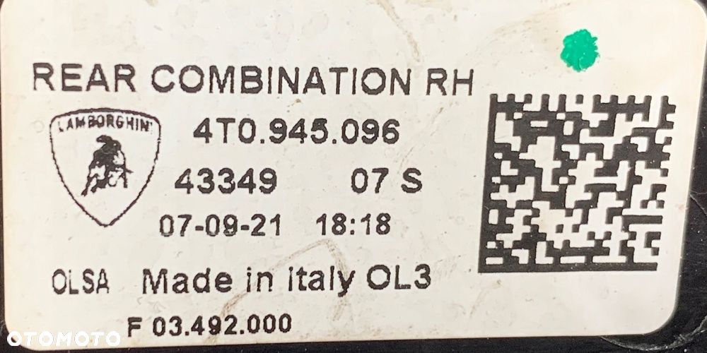 A2 LAMBORGHINI HURACAN LAMPA PRAWA TYLNA TYŁ EU 4T0945096 - 7