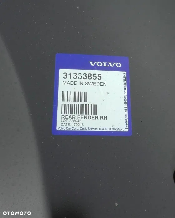 Błotnik prawy tył tylny Volvo V40 V-40 31333855 2012 2013 2014 2015 2016 2017 2018 2019 - 2