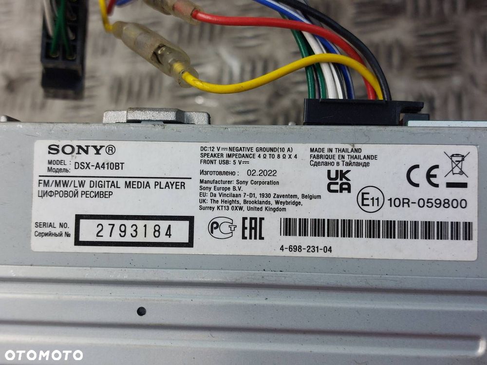 RADIO ODTWARZACZ SAMOCHODOWY 1 DIN SONY DSX-A410BT USB AUX BT - 5