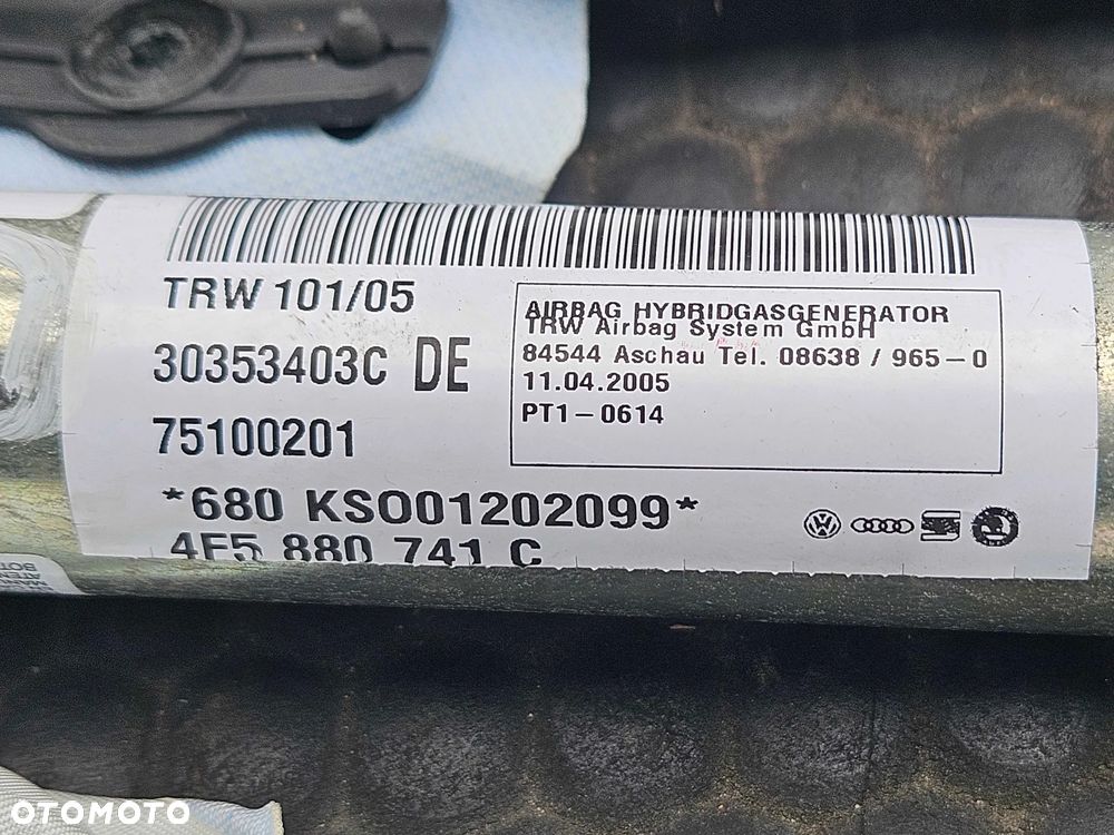 Kurtyna Boczna Kurtyny 4F5880741C 4F5880742C Poduszka Powietrzna Air Bag Lewa Prawa Komplet Audi A6 C6 Sedan. - 7