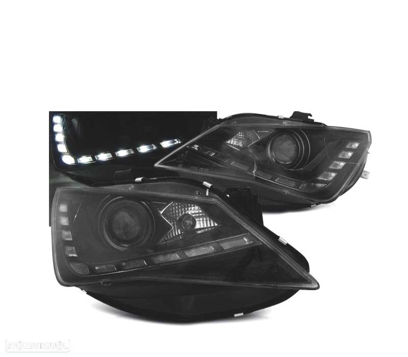 FARÓIS LUZ DIURNA LED SEAT IBIZA 6J 12-15 FUNDO PRETO - 1